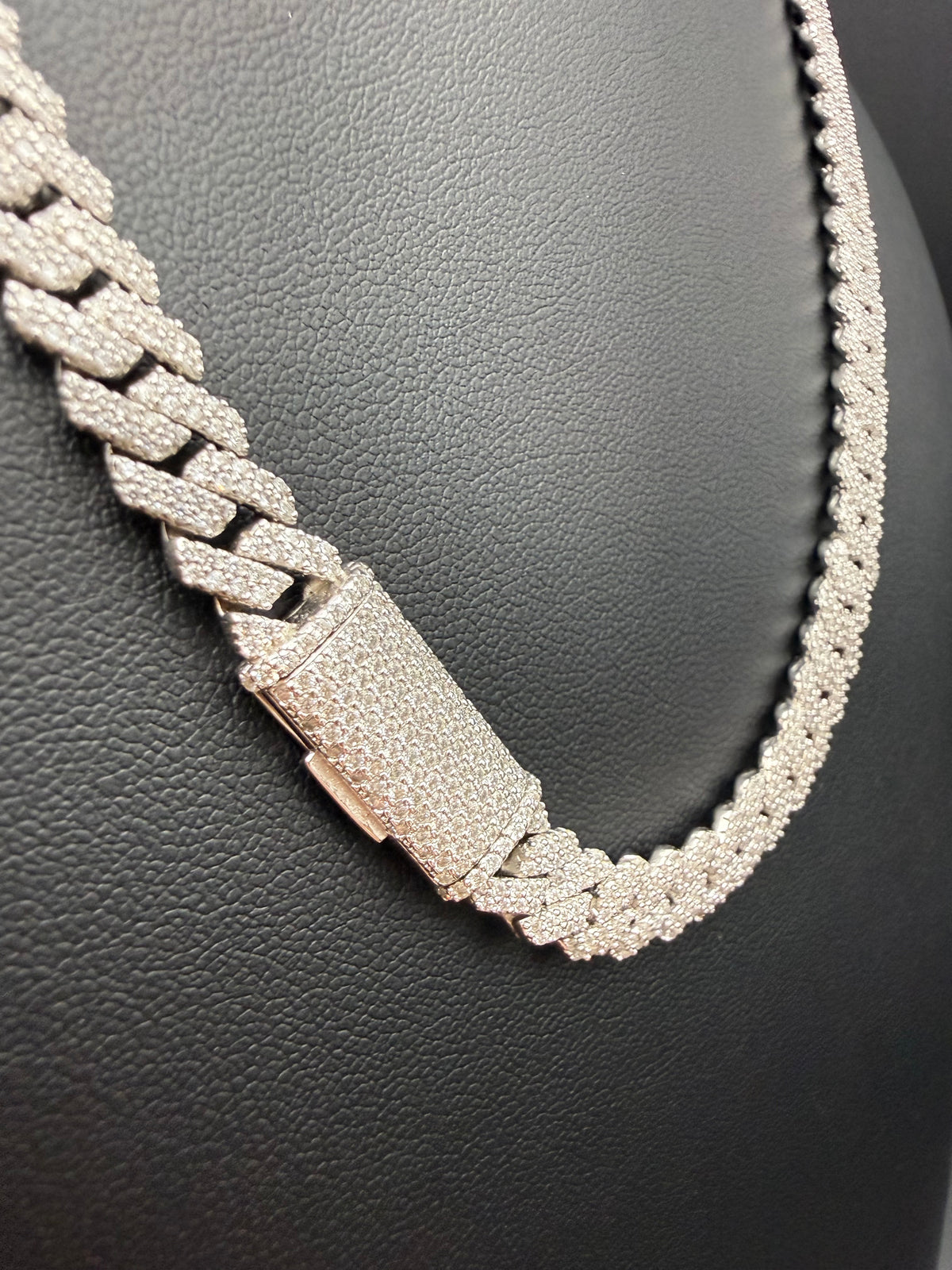 8MM Double Row Moissanite Cuban Link Chain – 925 Sterling Silver