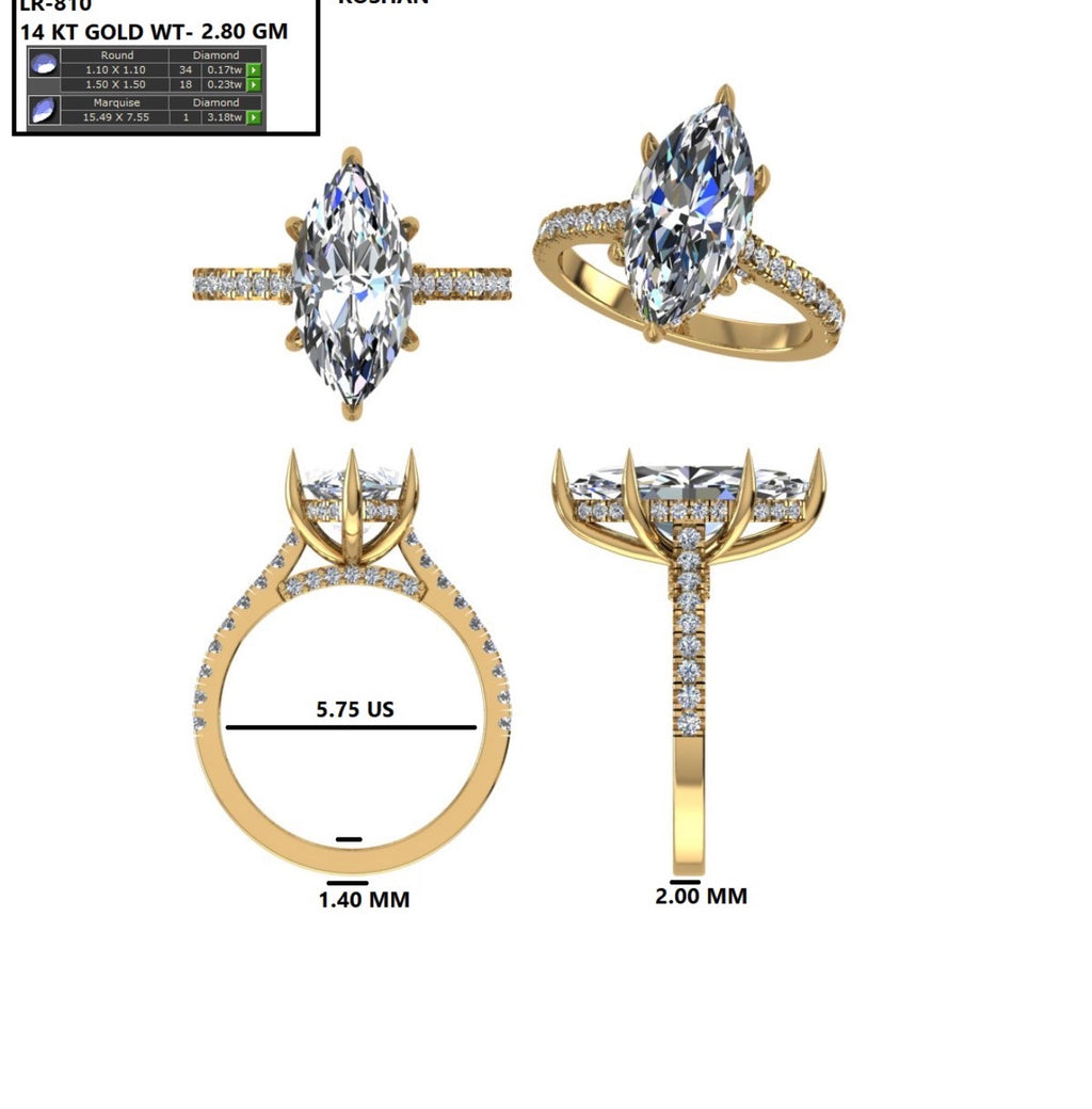 3.03 Carat Marquise Cut Lab-Grown Diamond Ring – IGI Certified