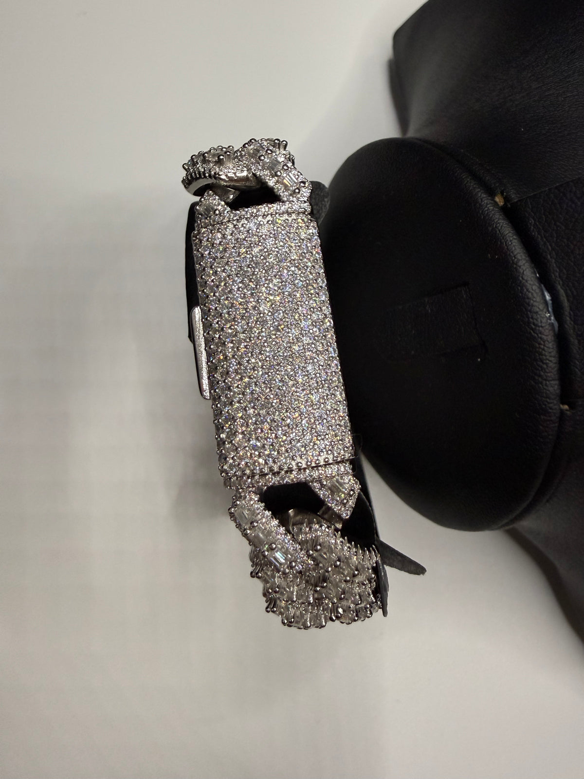 16MM Center Baguette Moissanite Cuban Link Bracelet – 925 Sterling Silver