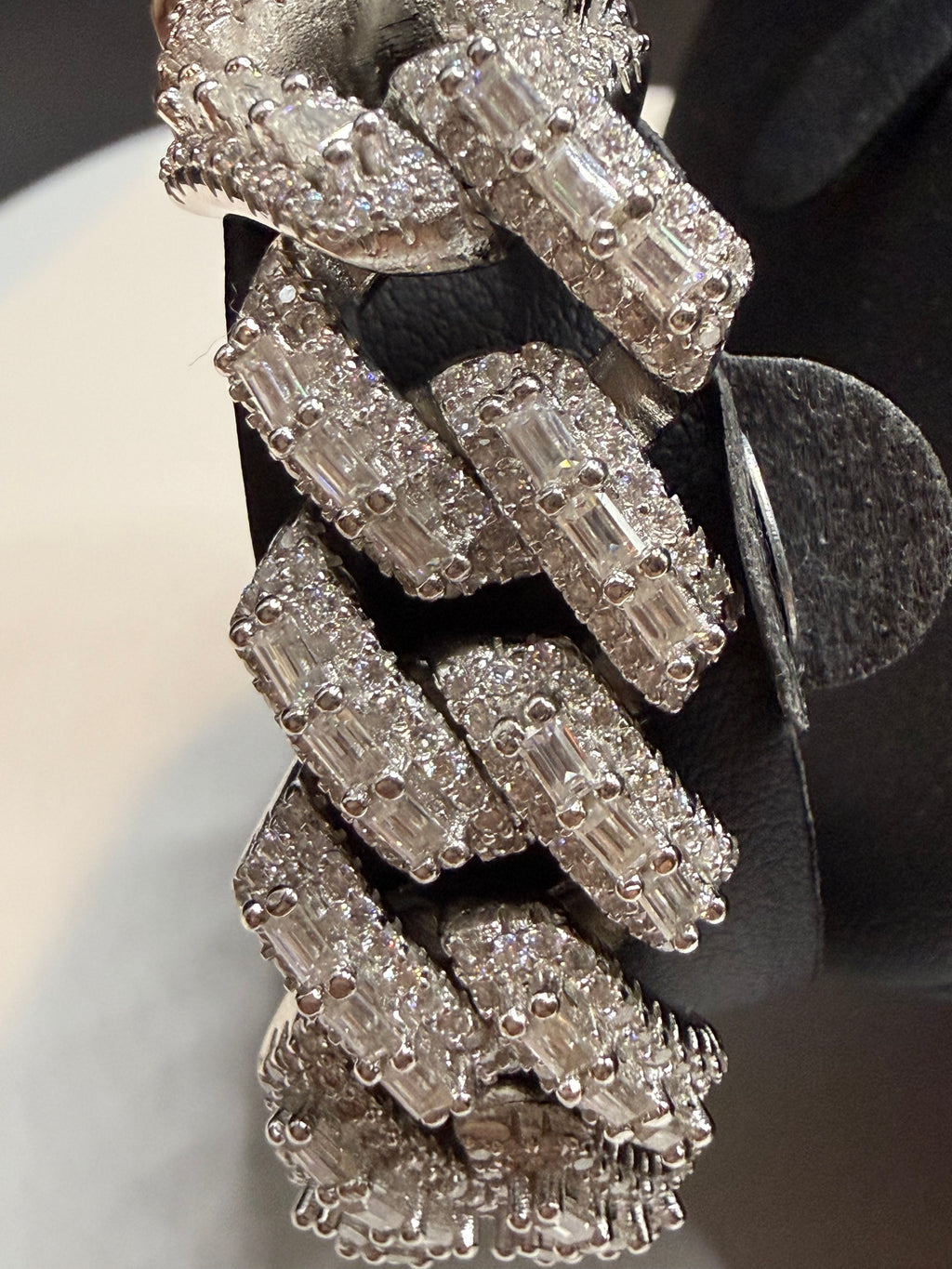 16MM Center Baguette Moissanite Cuban Link Bracelet – 925 Sterling Silver
