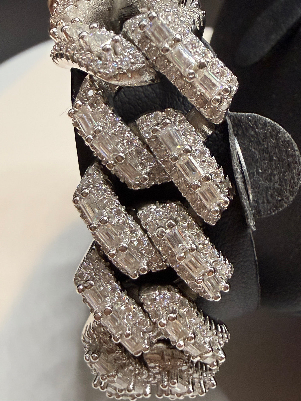 16MM Center Baguette Moissanite Cuban Link Bracelet – 925 Sterling Silver