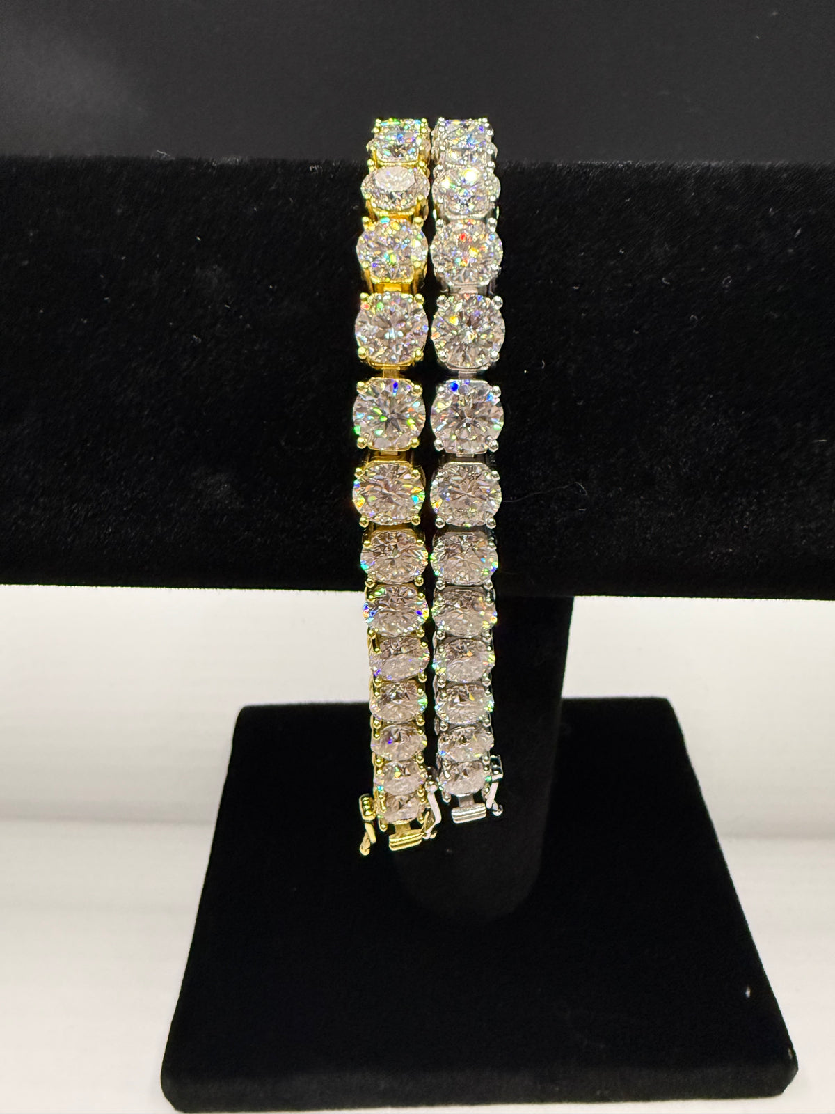 6.5MM Round Cut Moissanite Tennis Bracelet – VVS D-Color, 925 Sterling Silver