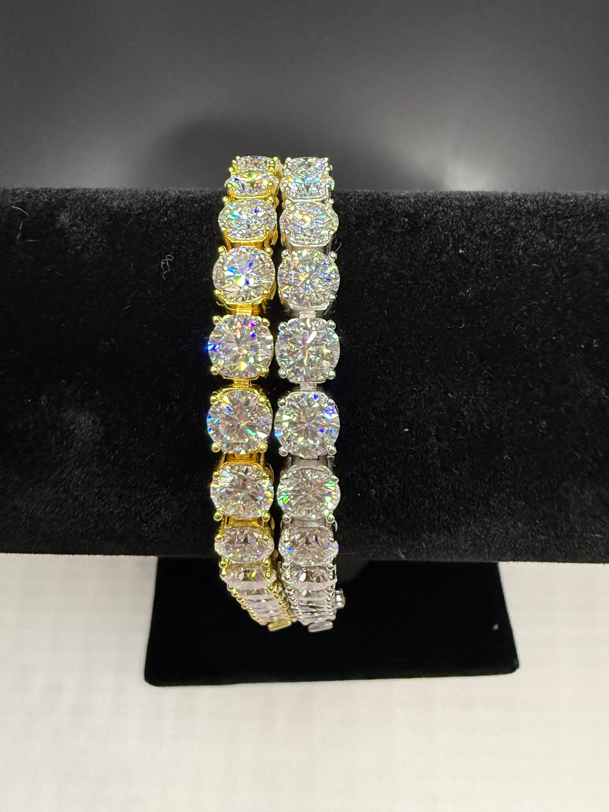 6.5MM Round Cut Moissanite Tennis Bracelet – VVS D-Color, 925 Sterling Silver