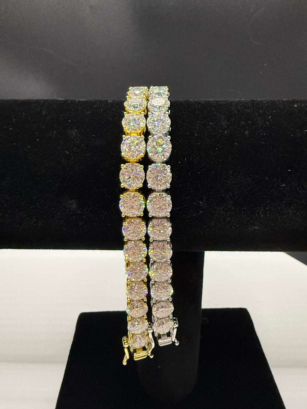 6.5MM Round Cut Moissanite Tennis Bracelet – VVS D-Color, 925 Sterling Silver