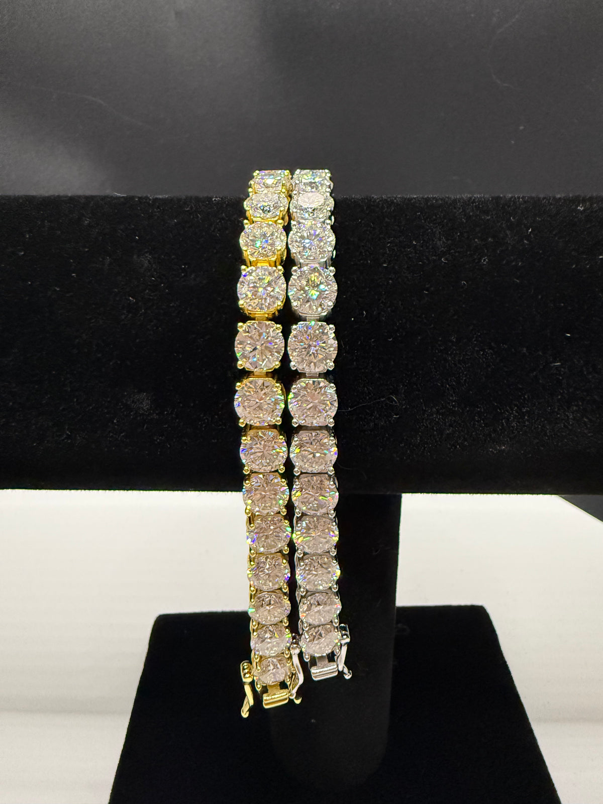 6.5MM Round Cut Moissanite Tennis Bracelet – VVS D-Color, 925 Sterling Silver