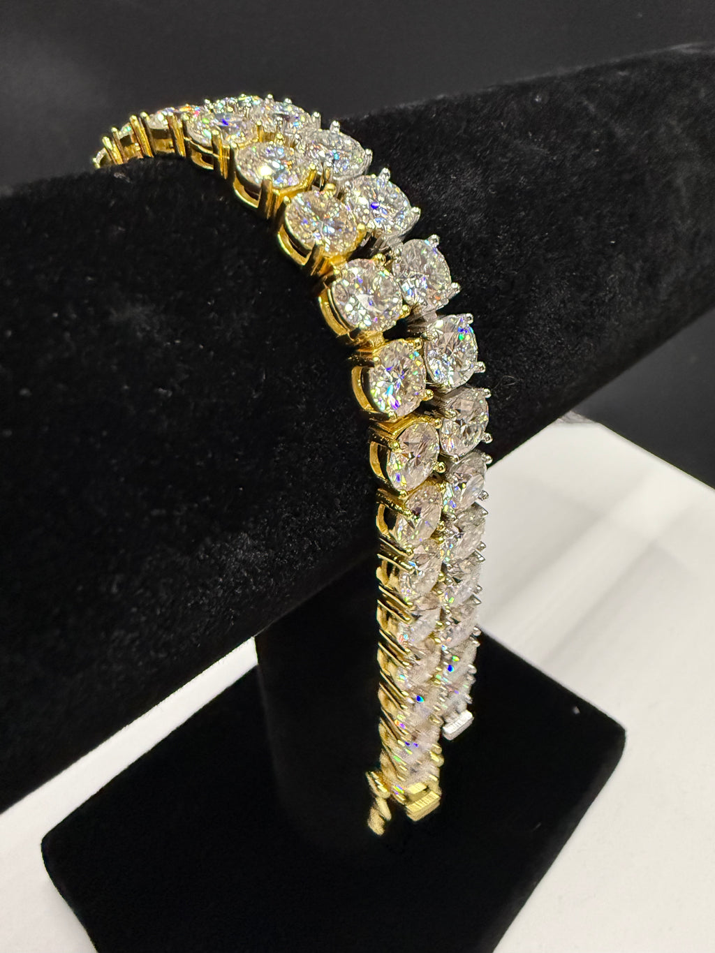 6.5MM Round Cut Moissanite Tennis Bracelet – VVS D-Color, 925 Sterling Silver