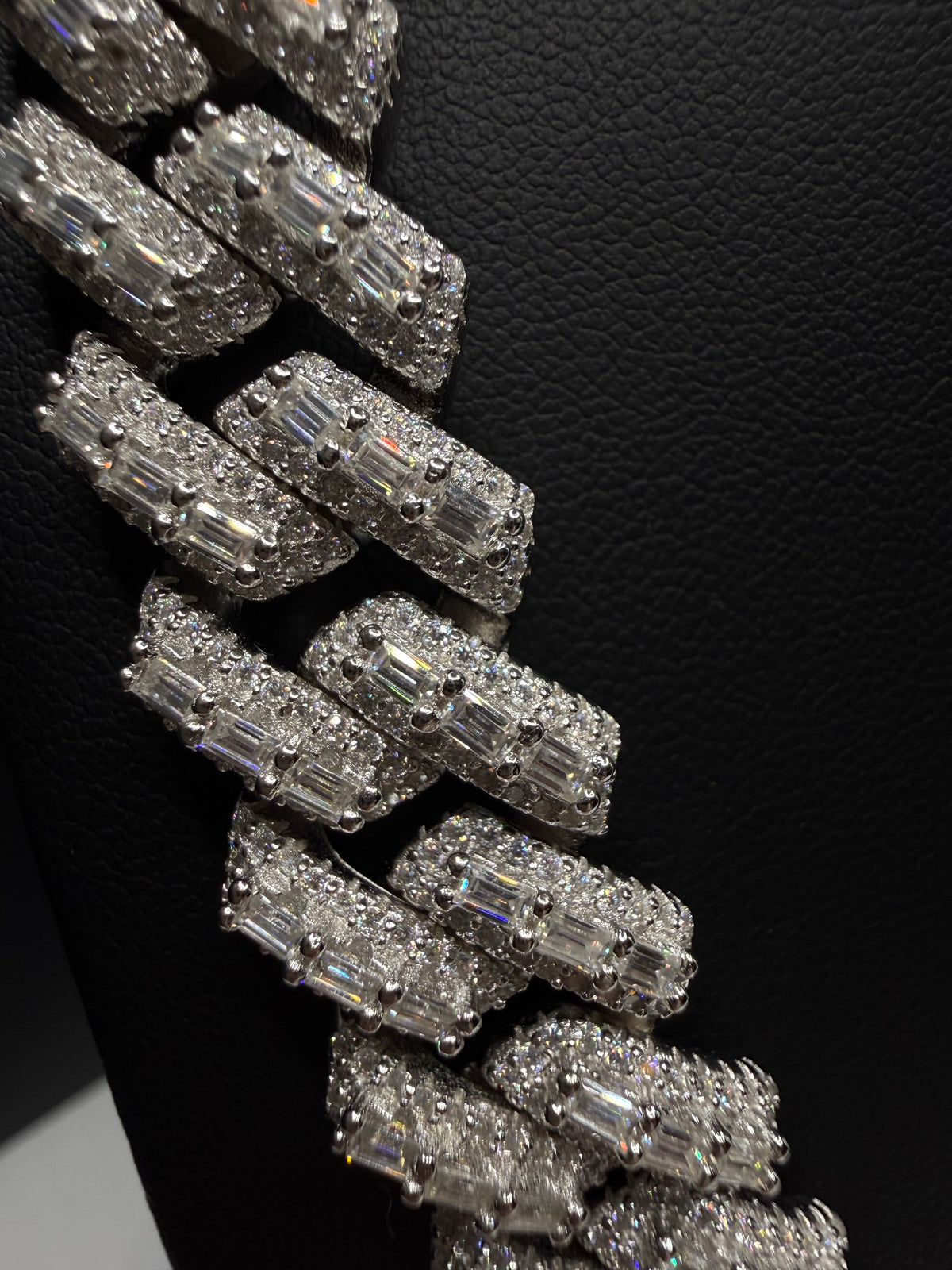 16MM Baguette Moissanite Cuban Link Chain – VVS D-Color, Iced Out, 925 Sterling Silver