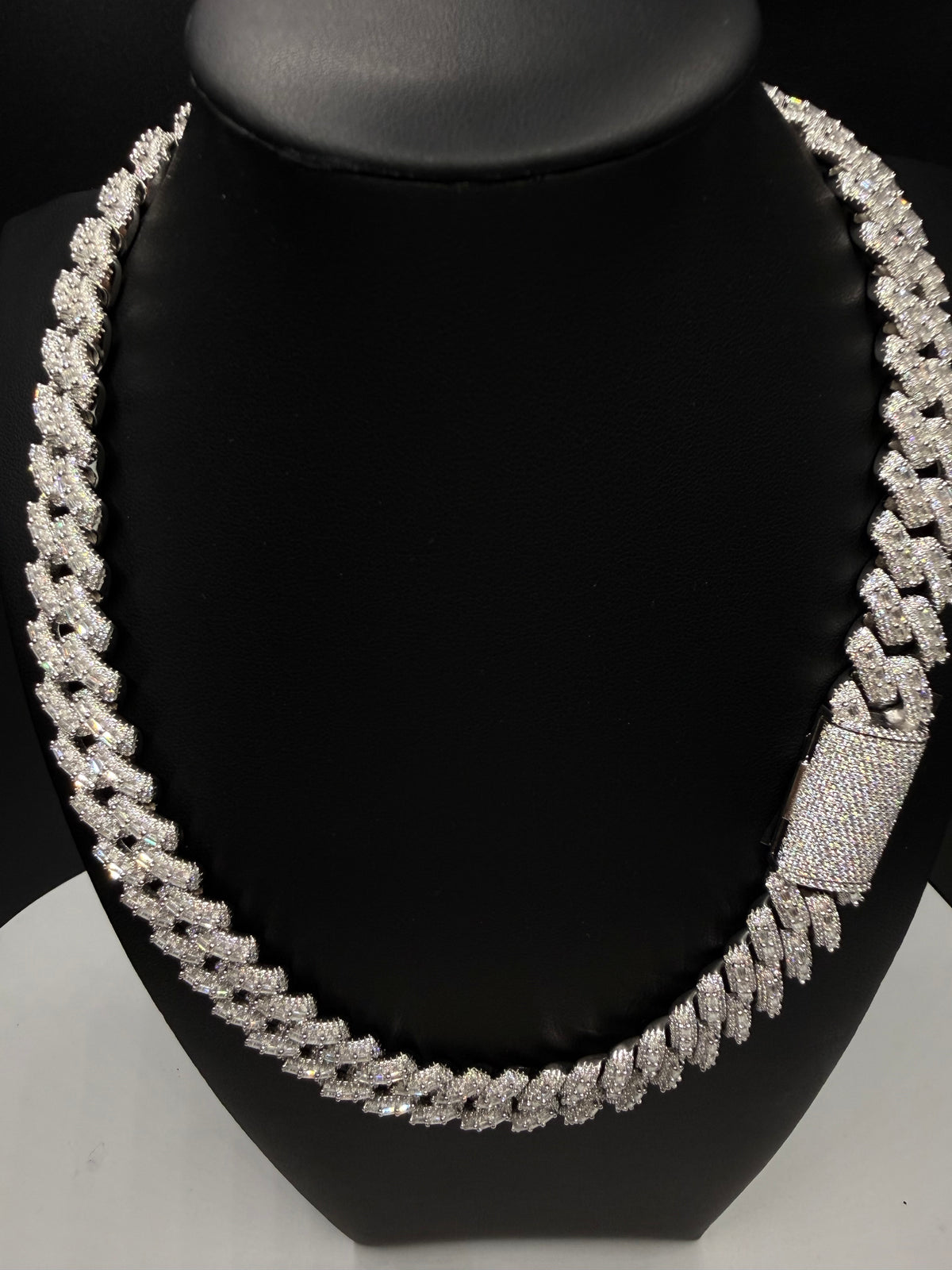 16MM Baguette Moissanite Cuban Link Chain – VVS D-Color, Iced Out, 925 Sterling Silver