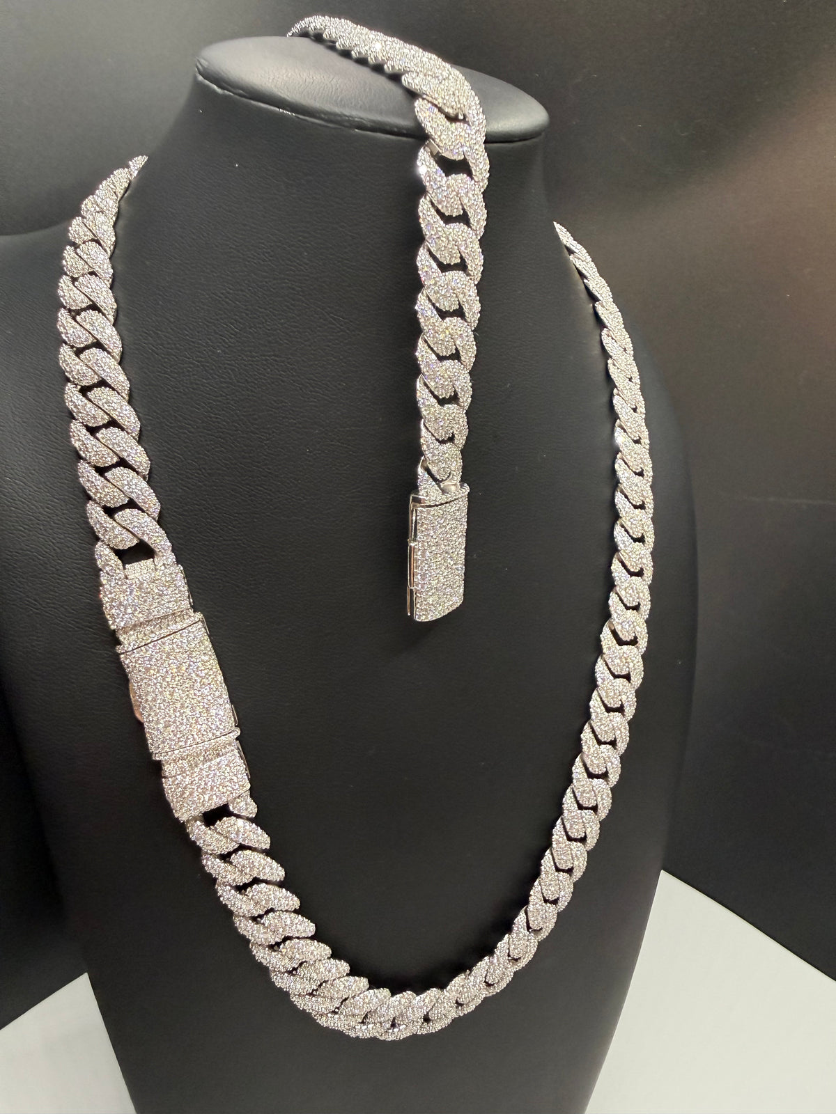 12MM Mosaic Cuban Link Bracelet and Chain – 925 Sterling Silver