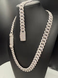 12MM Mosaic Cuban Link Bracelet and Chain – 925 Sterling Silver
