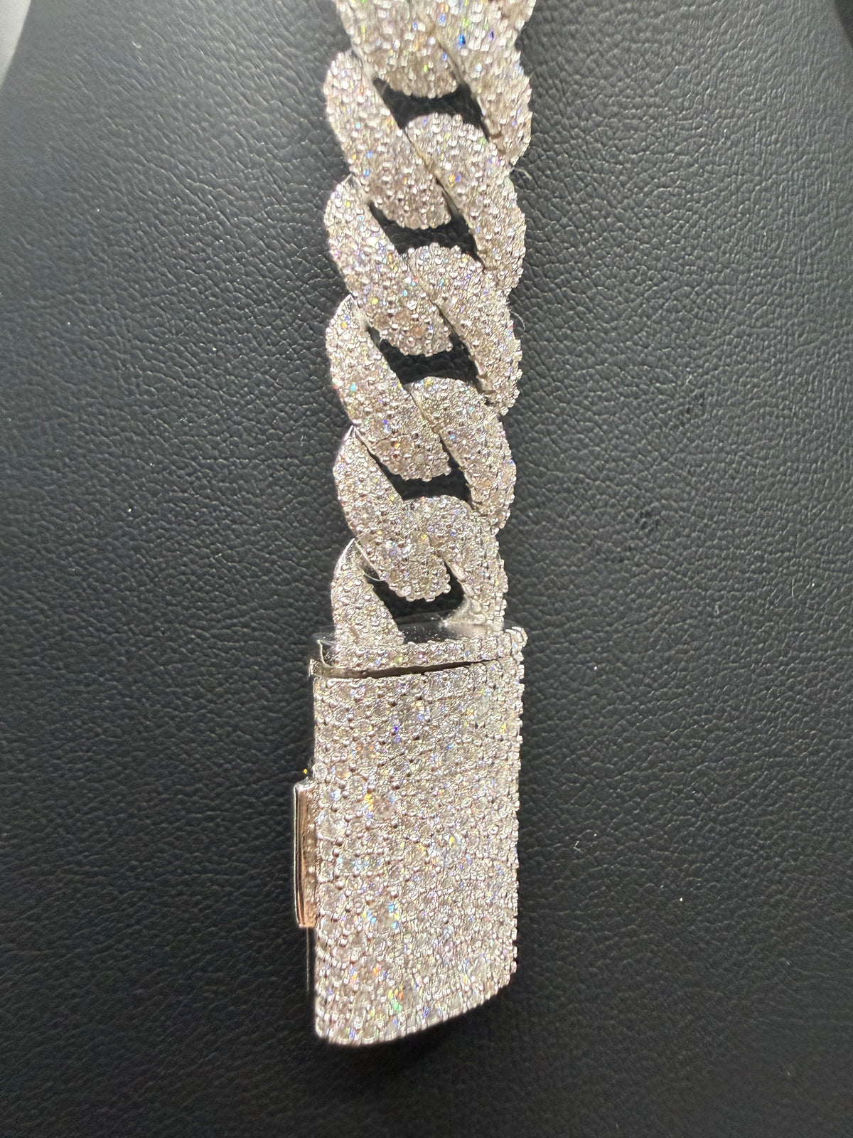 12MM Mosaic Cuban Link Bracelet and Chain – 925 Sterling Silver