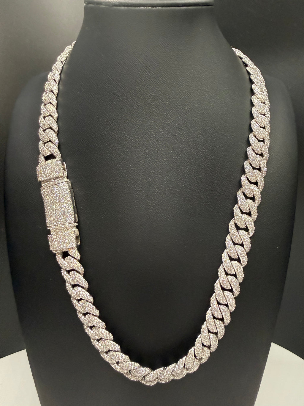 12MM Mosaic Cuban Link Chain – 925 Sterling Silver