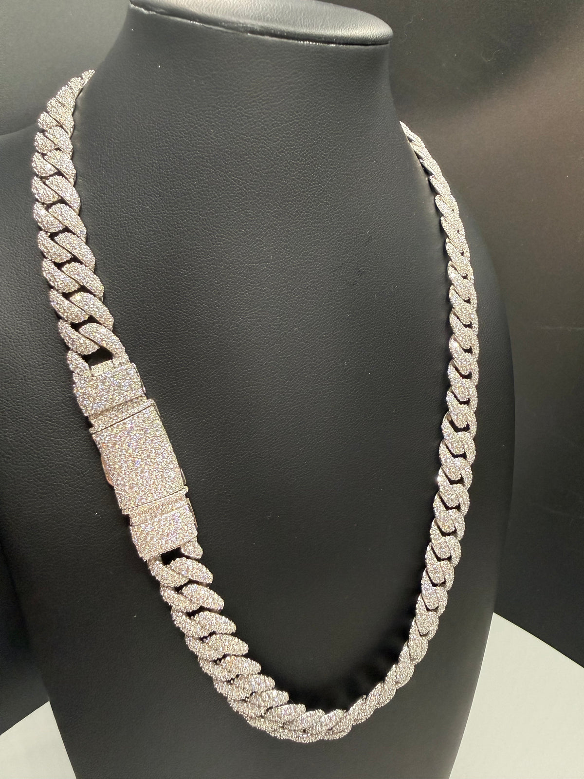 12MM Mosaic Cuban Link Chain – 925 Sterling Silver