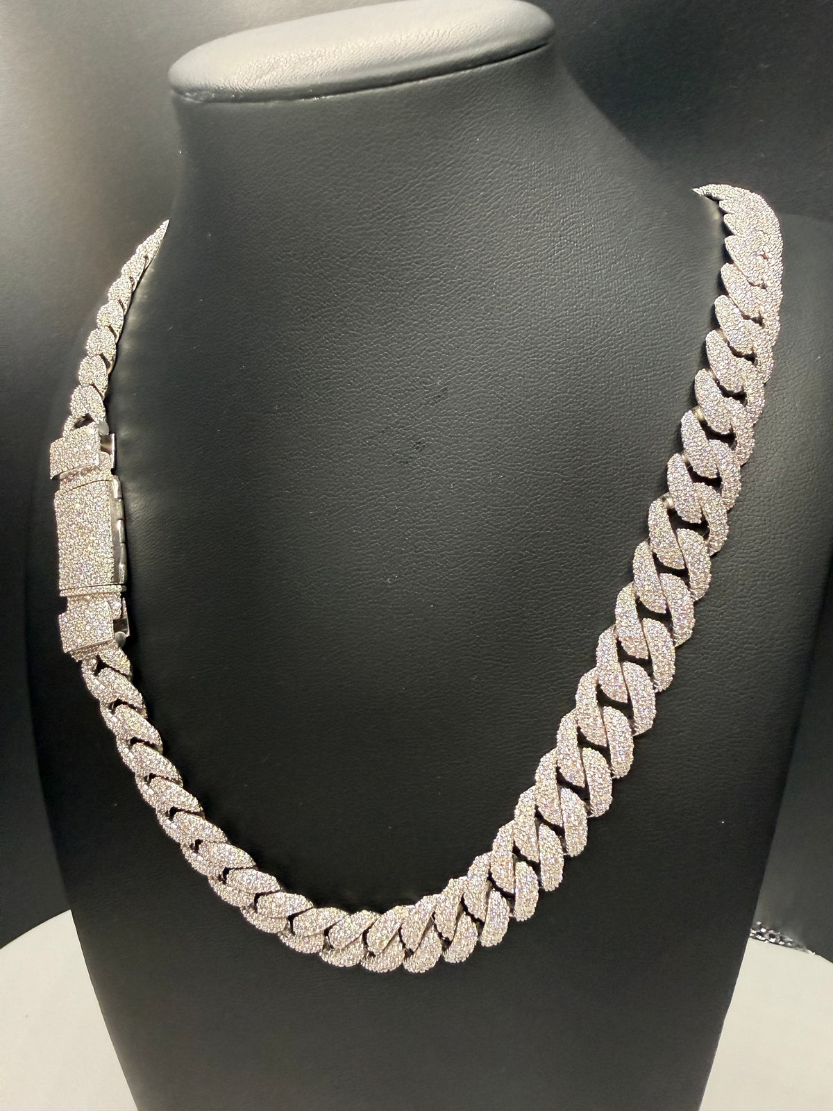 12MM Mosaic Cuban Link Chain – 925 Sterling Silver