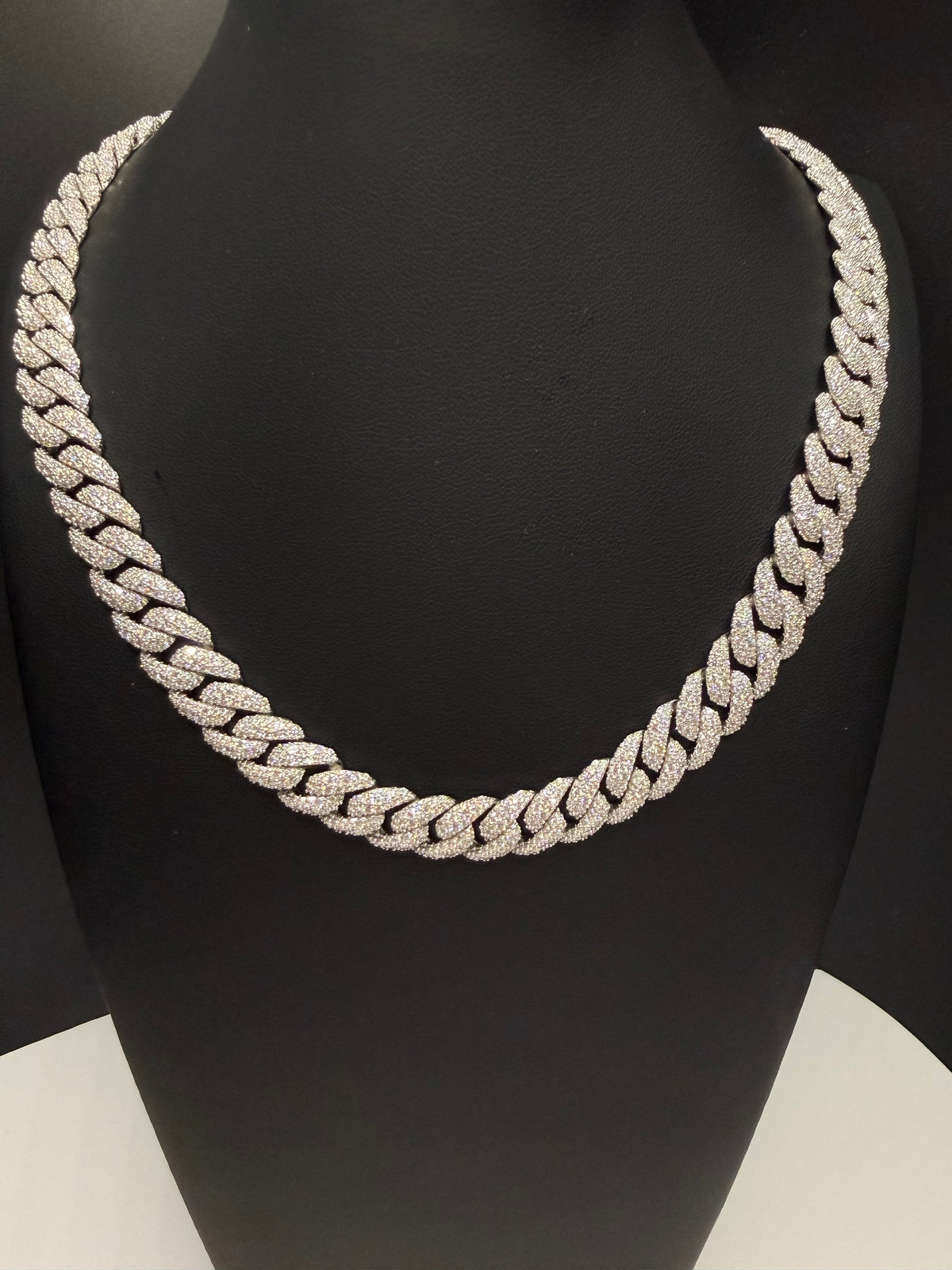 12MM Mosaic Cuban Link Chain – 925 Sterling Silver
