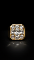 Chunky Gold Signet Ring With Crystal Inlay