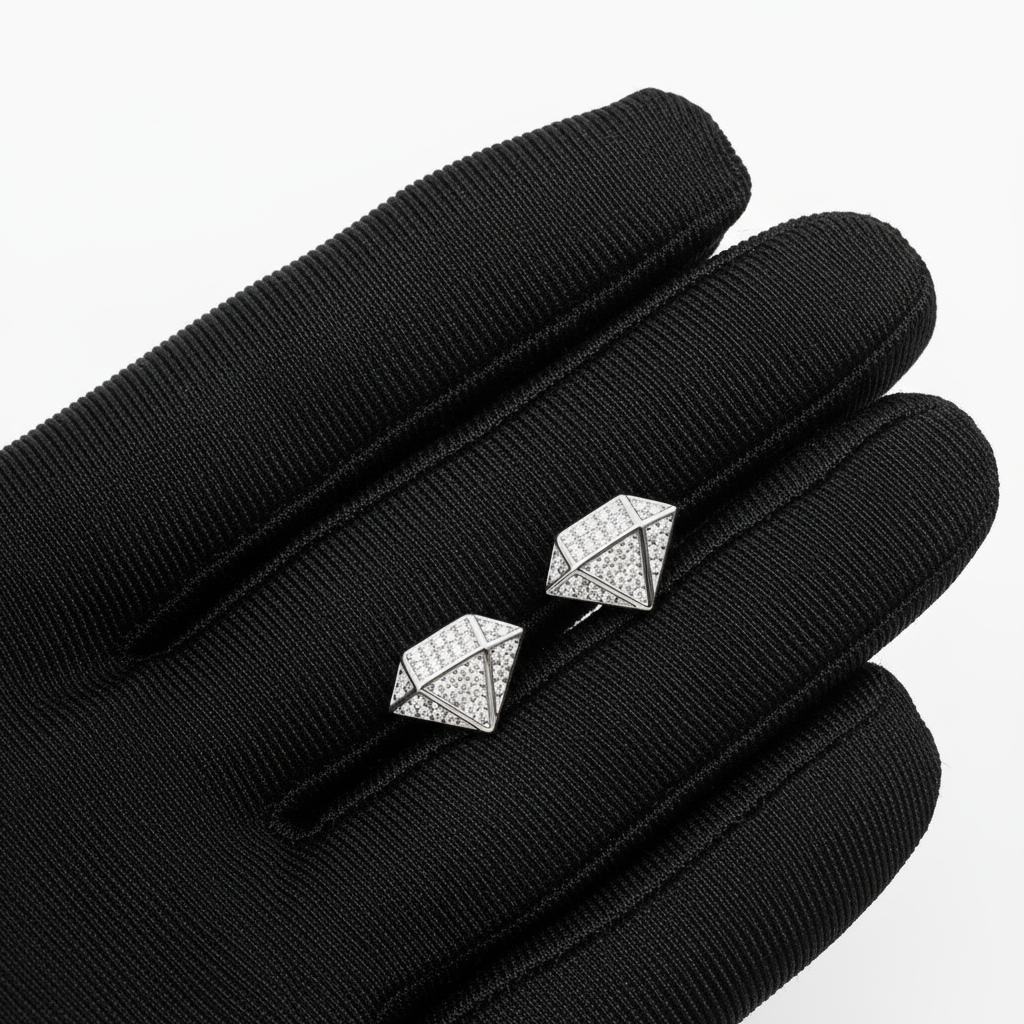Diamond Shape Moissanite Screw Back Stud Earrings – 925 Sterling Silver