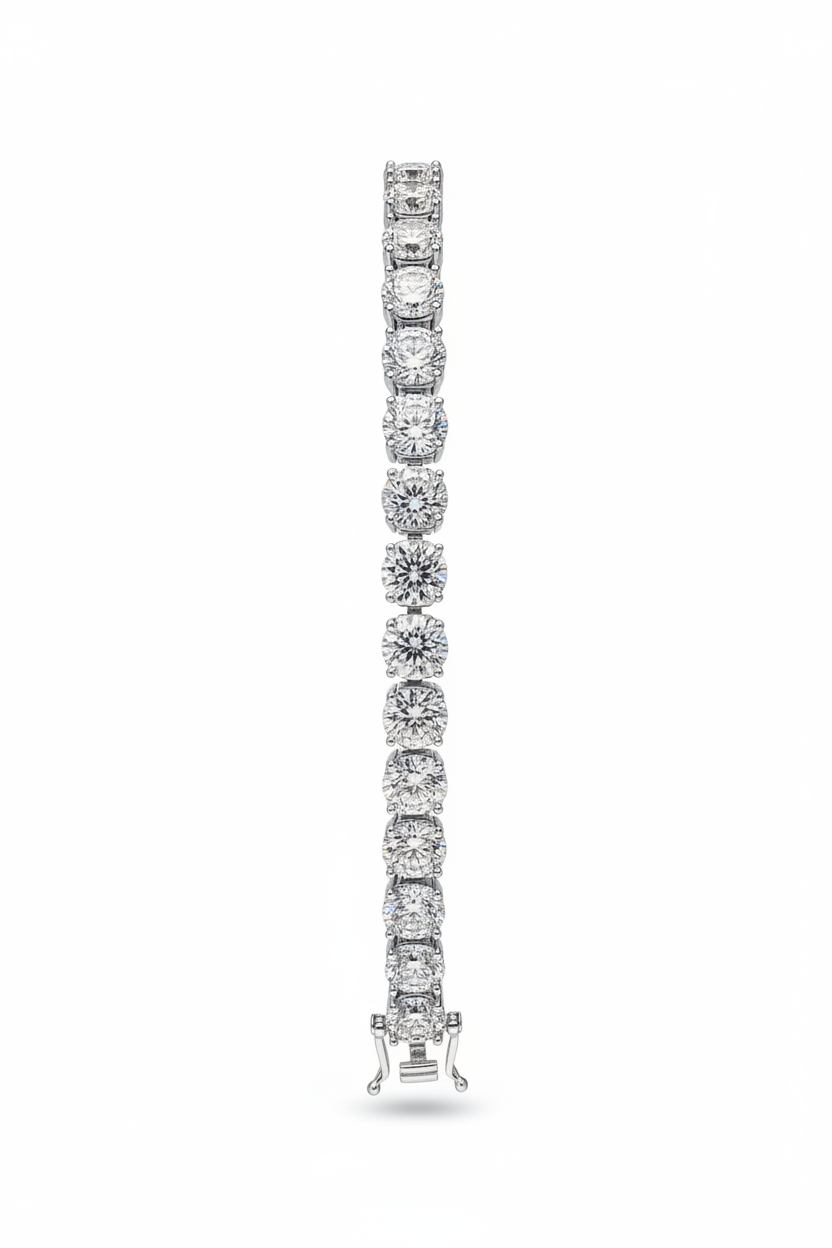6.5MM Round Cut Moissanite Tennis Bracelet on white background