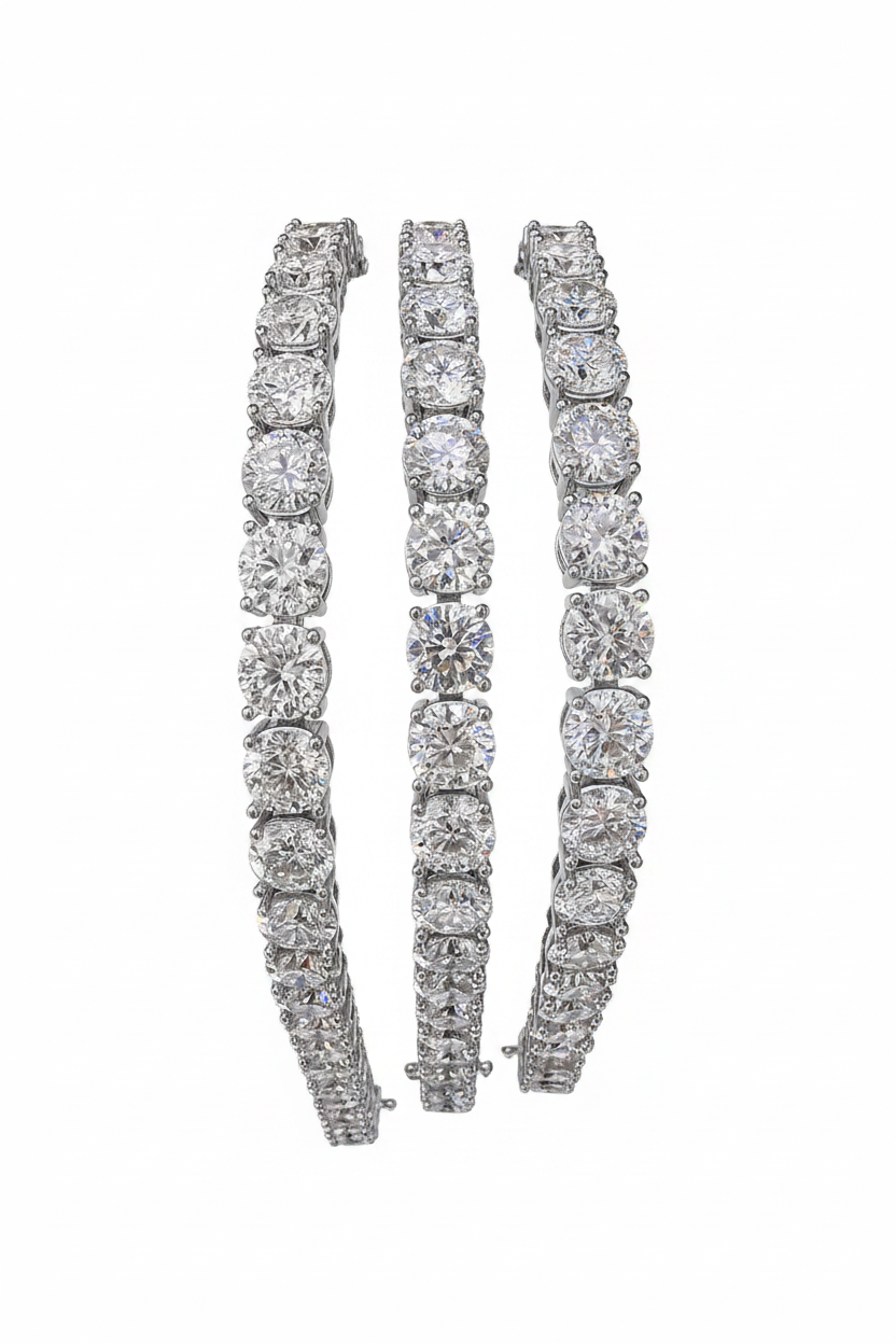 5MM Round Cut Moissanite Tennis Bracelet on white background