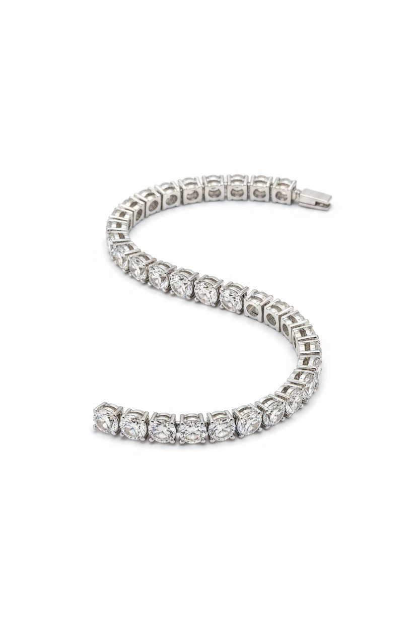 4MM Round Cut Moissanite Tennis Bracelet on white background