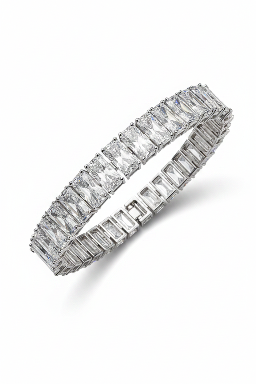 8MM Radiant Cut Moissanite Tennis Bracelet on white background