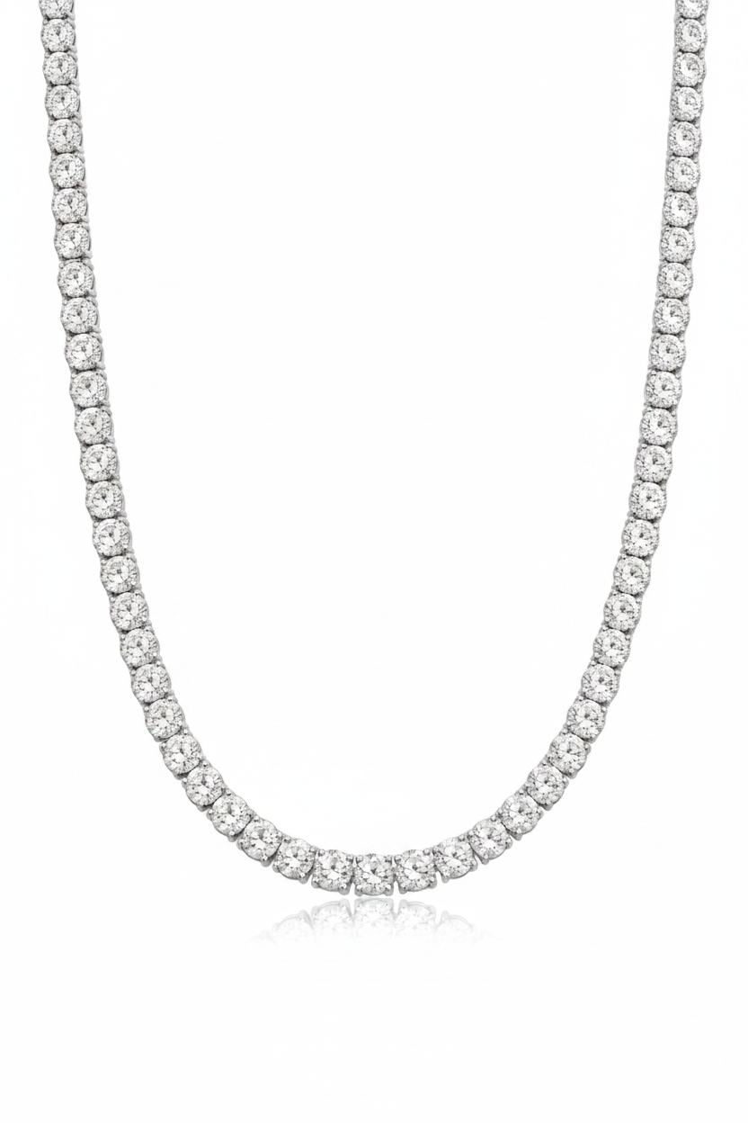 5MM Round Cut Moissanite Tennis Chain on white background
