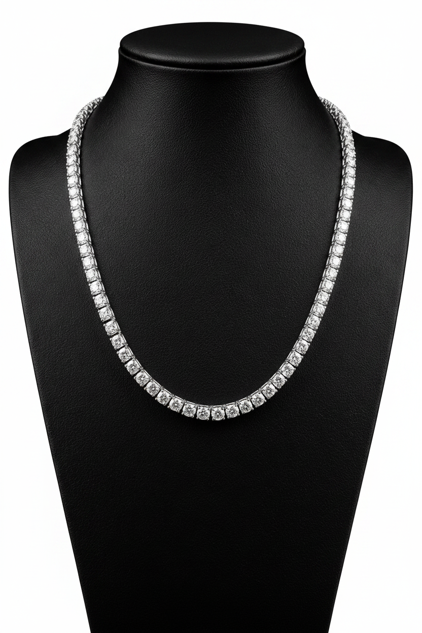 4MM Round Cut Moissanite Tennis Chain on white background