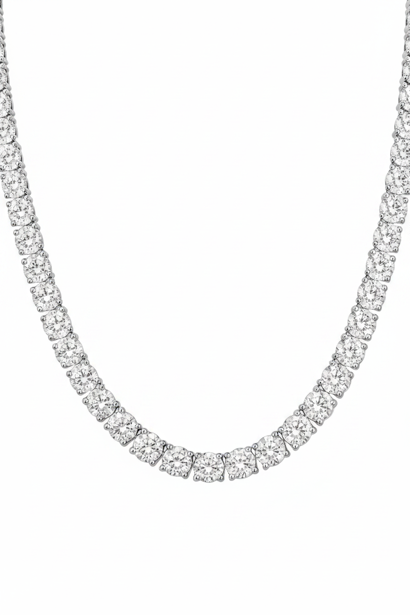 6.5MM Round Cut Moissanite Tennis Chain on white background