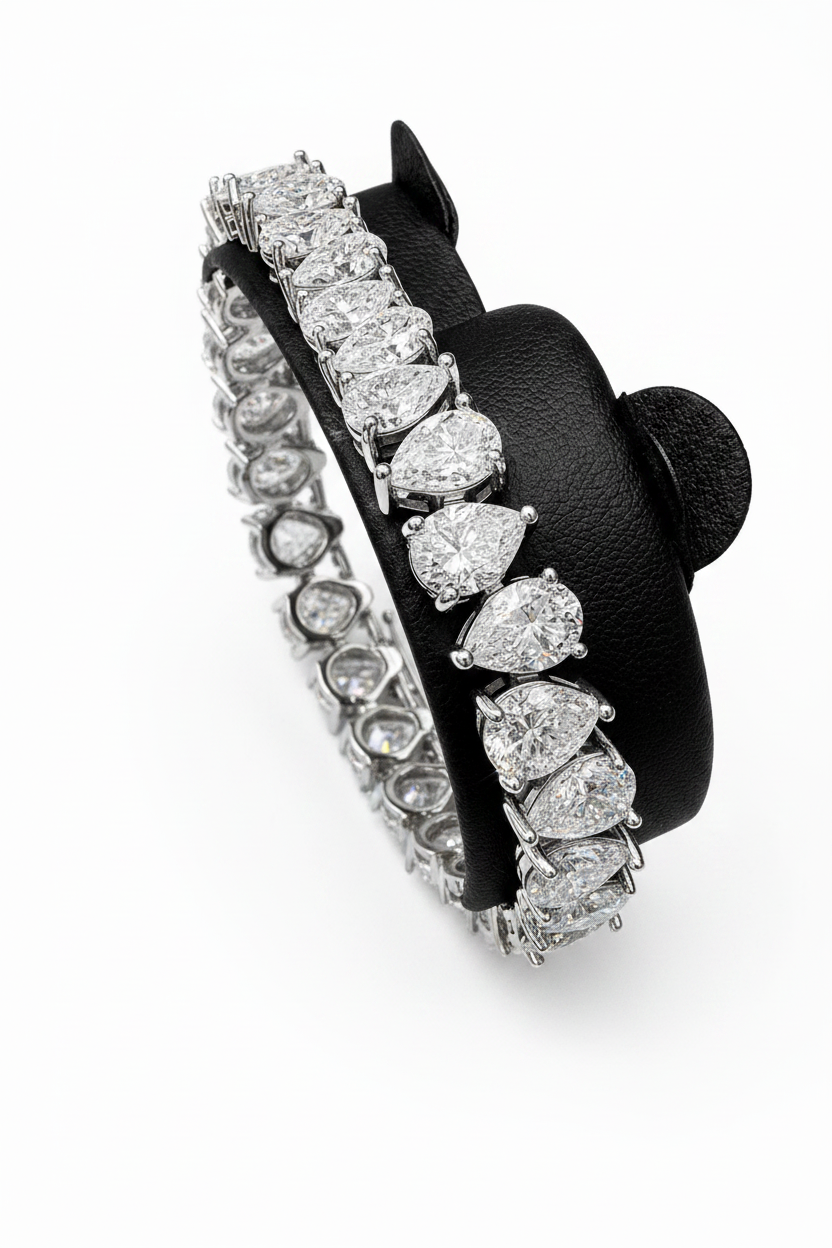 Double Pear Cut Moissanite Tennis Bracelet on white background