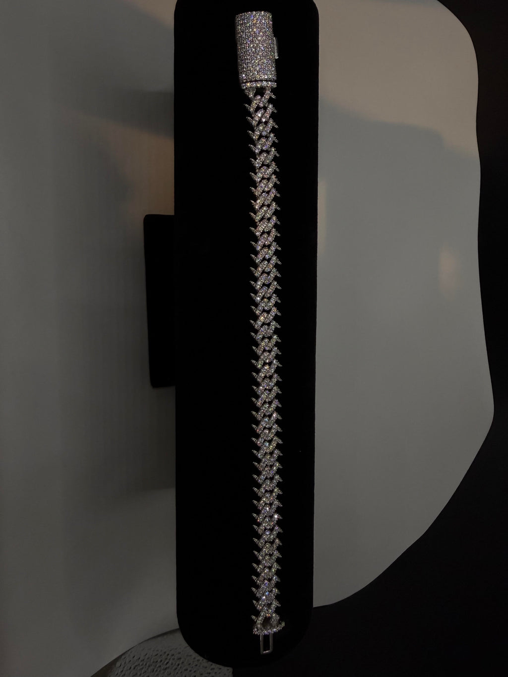 10MM Spike Shaped Moissanite Cuban Link Bracelet – 925 Sterling Silver