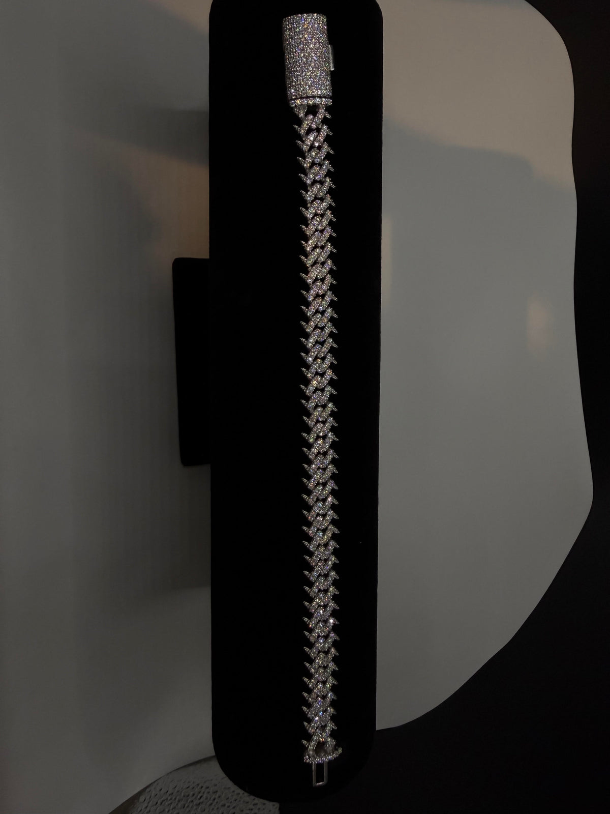10MM Spike Shaped Moissanite Cuban Link Bracelet – 925 Sterling Silver